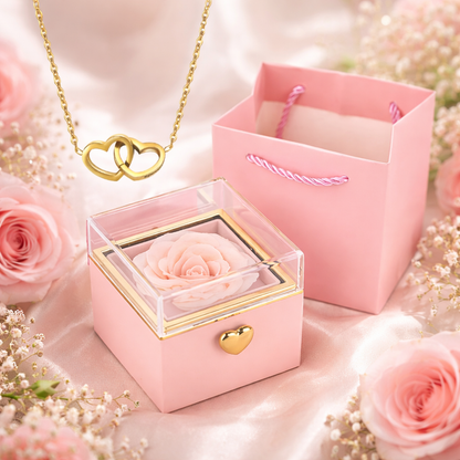 Coffret Rose Éternelle & Collier personnalisé