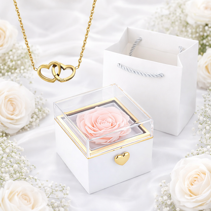 Coffret Rose Éternelle & Collier personnalisé